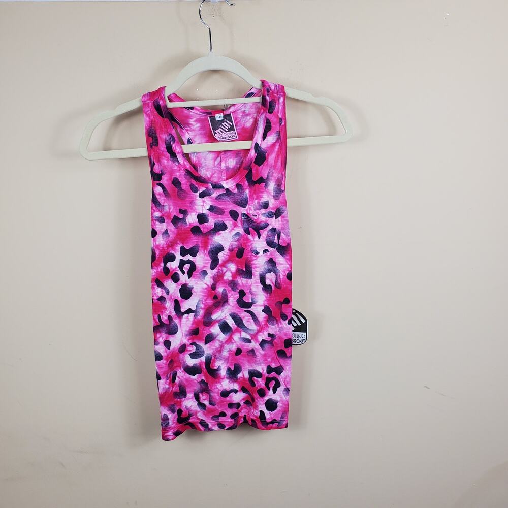 Young, Fabulous & Broke Mini Tank Pink Leopard Tie-dye Size 12